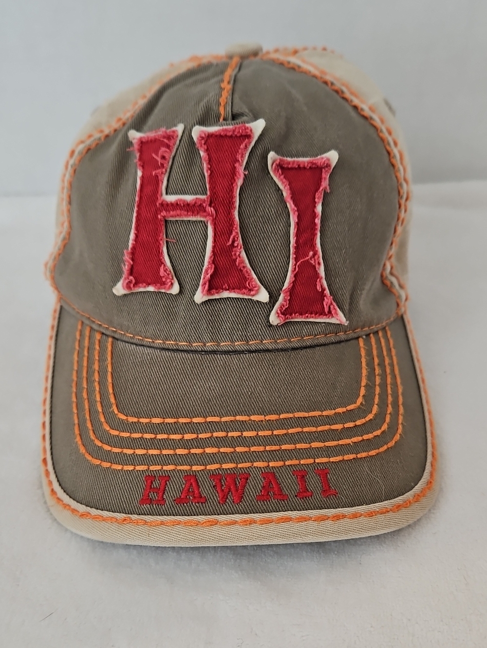 Robin Ruth | Women's Khaki Embroidered Distressed Hawaii Baseball Cap